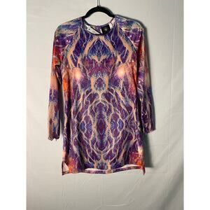 Liberated Heart Air Satin Mini Dress Long Sleeve Multicolor Women's Size S/M